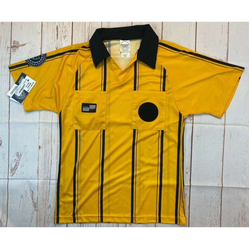 Official Sports Soccer Referee Mens Size Small Short Sleeve Shirt Yellow NWT